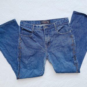 Vintage y2k Zana Di Heart Embroidered Flare Jeans